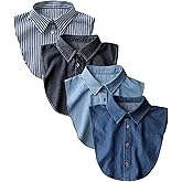 NIDMIDO 4 Pack Cotton Detachable Dickey Collar Blouse Half Shirts Faux Collar for Women & Men