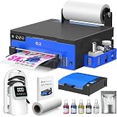 DXZ 2026 A4 DTF Printer with Roll Feeder-XP600 Doubled Printing Speed Compared to L1800 and L805,Built-in White Stirring System for DIY T-Shirt,2-Year Ink Included (Printer+Oven+Hat Press Machine)