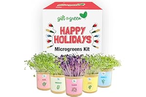 HAPPY HOLIDAYS Organic Microgreens Grow Kit by GIFT-A-GREEN | Send a Memorable Happy Holidays Gift Basket Where the Recipient