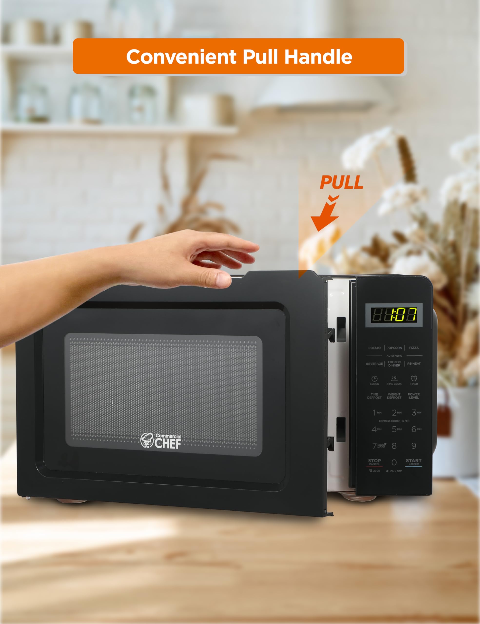 COMMERCIAL CHEF 0.7 Cubic Foot Microwave with 10 Power Levels, Small