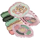 Flower Knows Midsummer Fairytales Embossed Five-Color Makeup Palette,Green Face Makeup with 4 Matte + Shimmer Shades,Blendable Smooth Cute Make Up,0.23 oz(03 Fairy Melody)