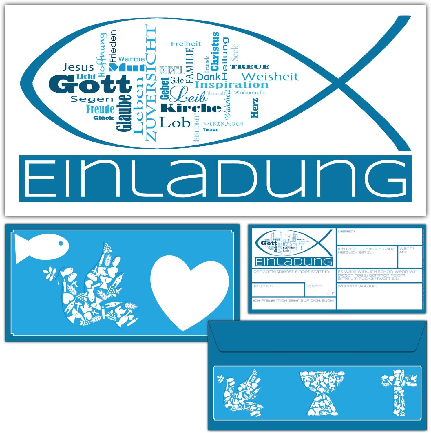 15er Set Einladungskarten Kommunion Konfirmation Taufe Symbole Zum Ausfullen Mit Umschlag Edle Einladungen Fur Jungen Und Madchen Von Breitenwerk Einladungen Kuche Haushalt Wohnen Kotcarrier Com