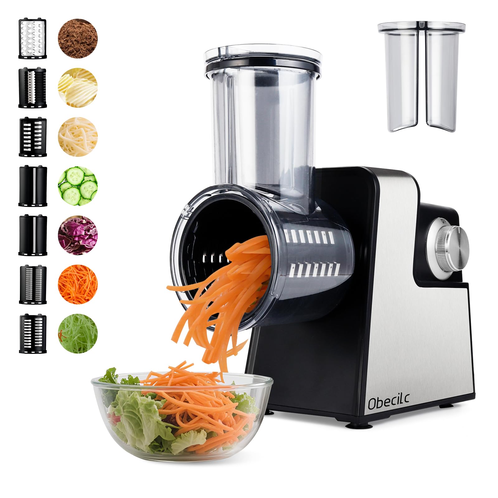 Photo 1 of Upgraded 300W Electric Cheese Grater for Block Cheese,Cheese Shredder Electric with 7 Stainless Steel Blades for Slicing, Shredding, Grinding Vegetables, Fruits & Nuts, One-Touch Control