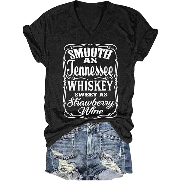Smooth as Tennessee Whiskey T Shirt Women V-Neck Cap Sleeve