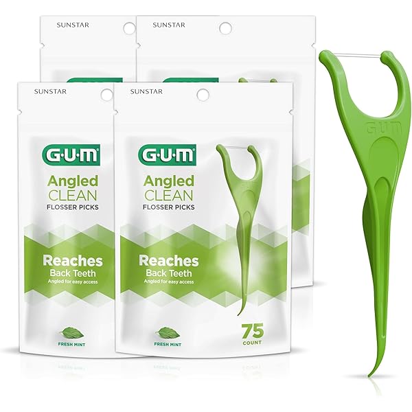 GUM - 898R4 Angled Flossers, Fresh Mint, 75 Count (Pack of 4