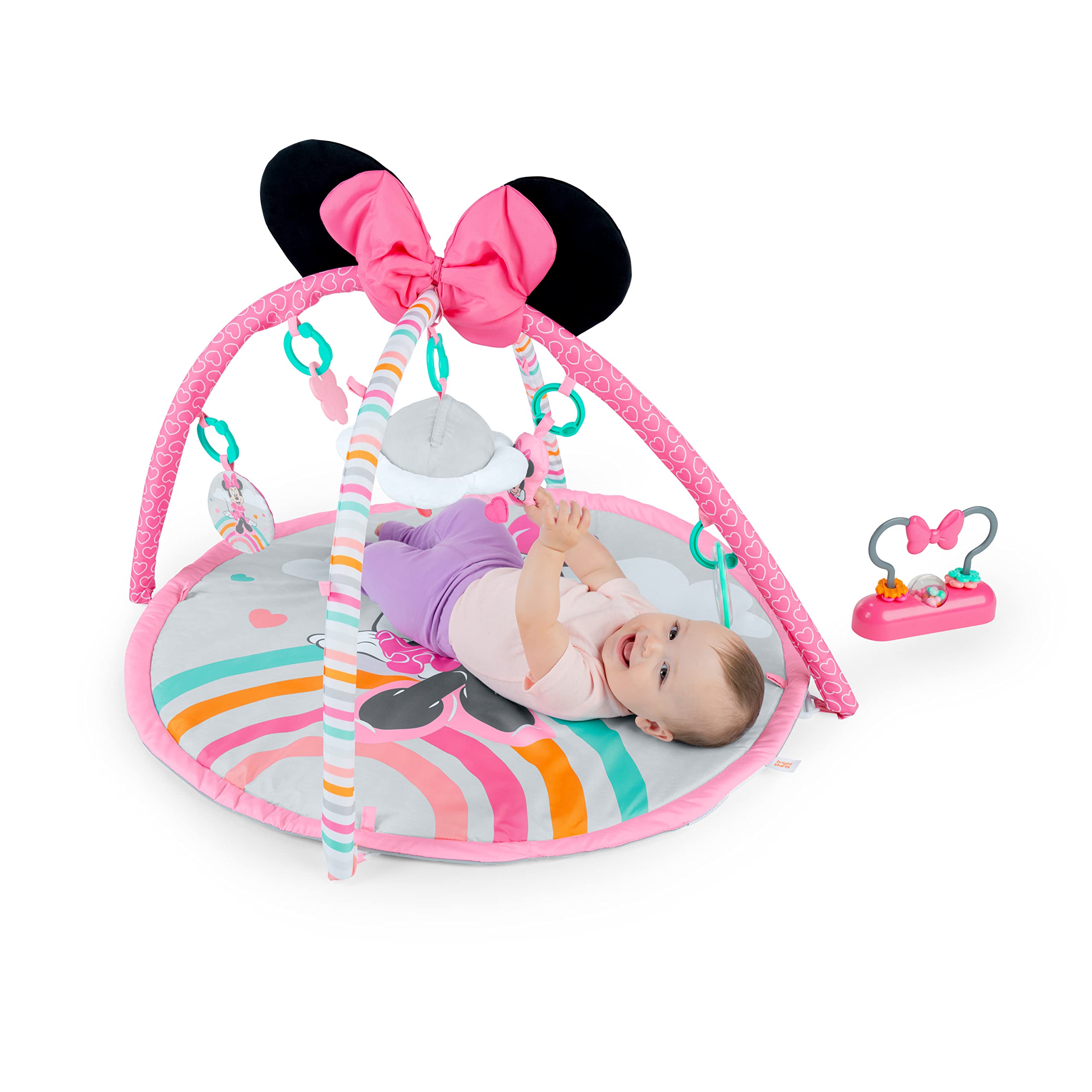 Bright Starts Disney Baby Minnie Mouse Forever Besties Activity Gym with Music and Lights, Pink, Newborn+