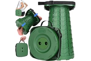 Fishboy Upgraded Square Collapsible Stool, 400lbs Max Weight, Lightweight But Sturdy, Portable Retractable Folding Telescoping Foldable Camping Stool for Adults Outdoor Fishing Hiking Travel BBQ