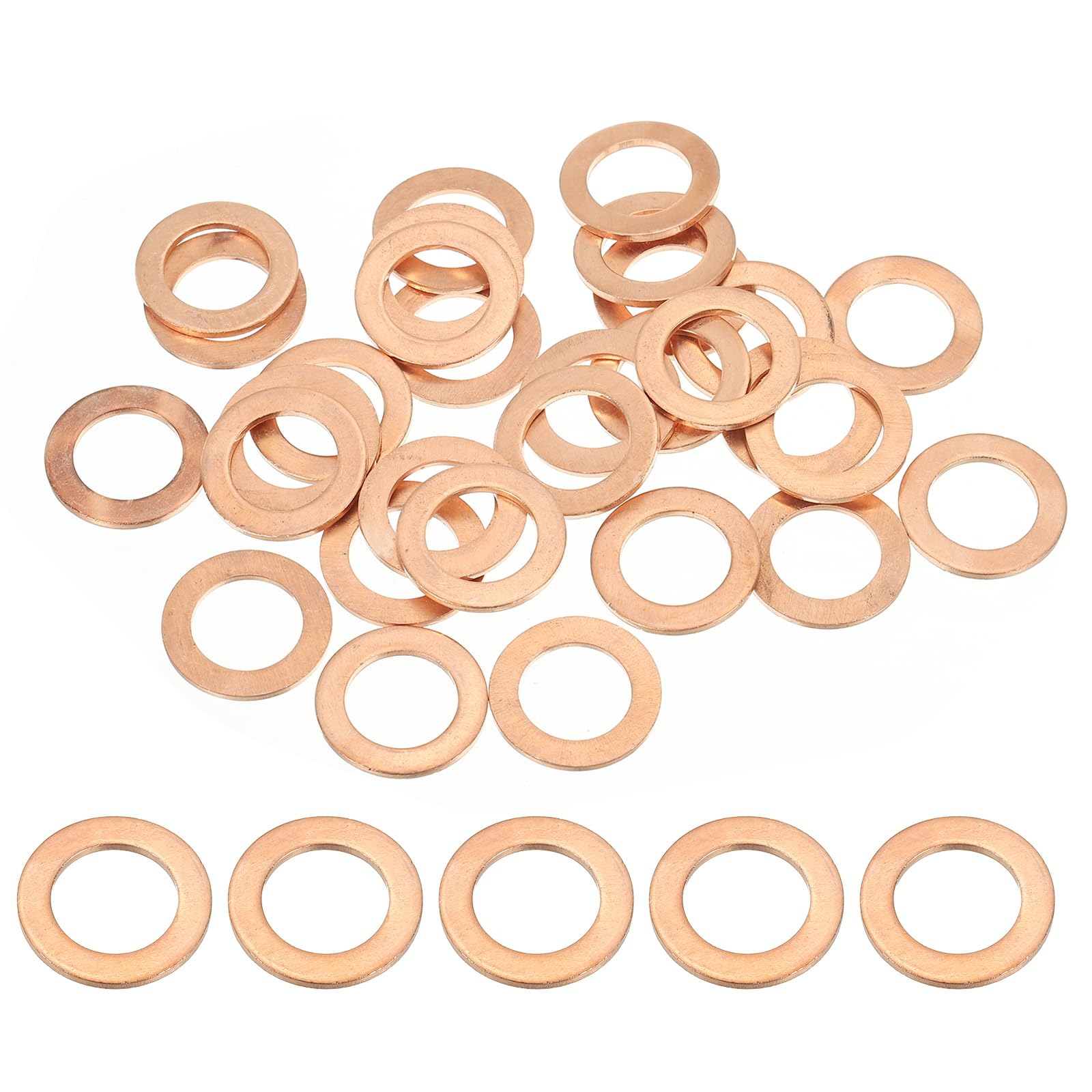 PATIKIL M14 Copper Washer Sealing Ring, 30 Pieces 14mm ID 22mm OD 1.5mm Thickness Metric Flat Sealing Gasket Crush Washer for Screws Bolt Sump Plugs Oil Drain