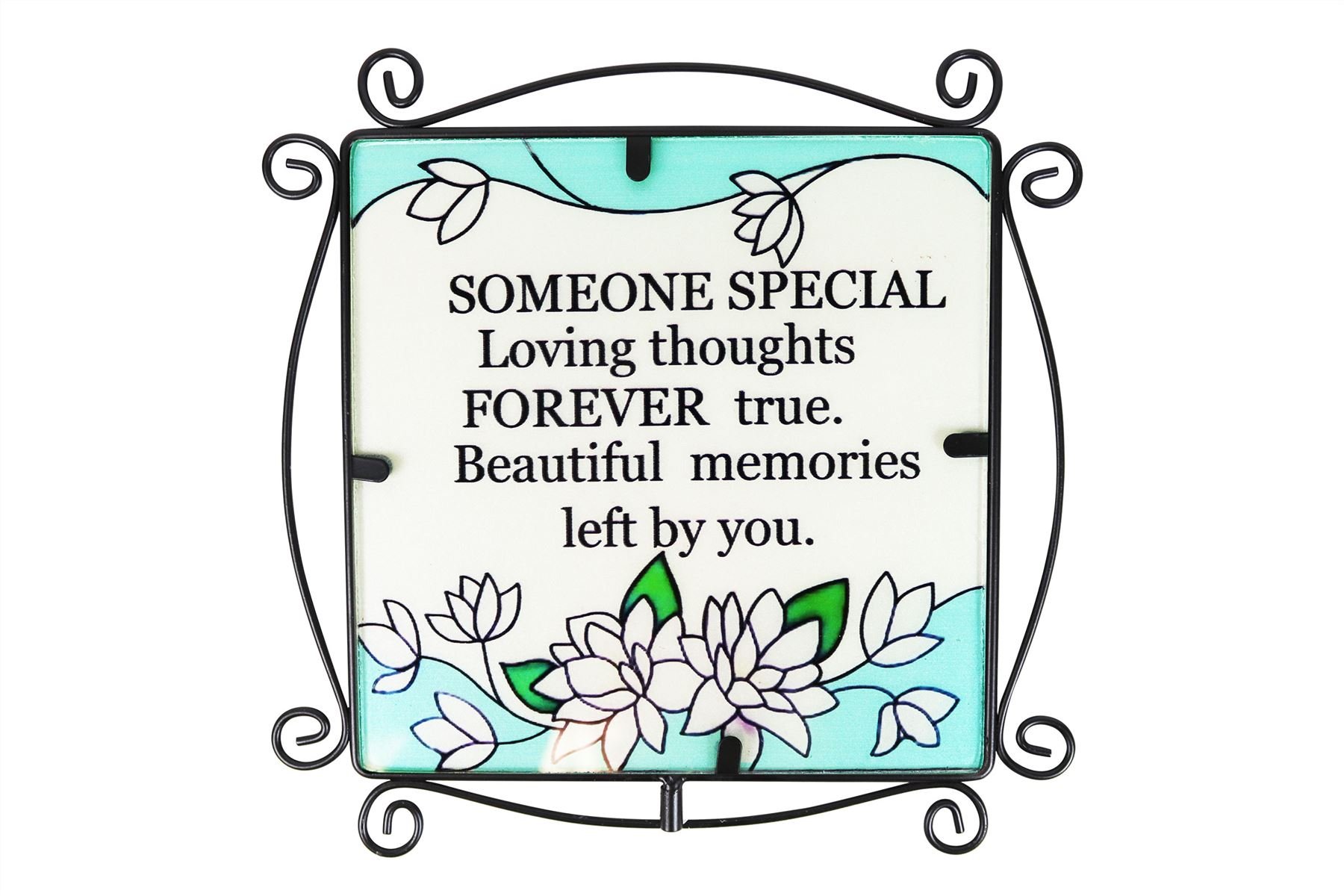 Glass graveside memorial someone special plaque metal stake extendable outdoor ornament