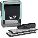 Trodat Printy 4912 Self Inking DIY Stamp Kit &ndash; Black Ink, 3/4&rdquo; x 1-7/8&rdquo; | Do It Yourself Stamp in Pastel Green; Up to 4 lines for custom message; Tweezers and 2 character sets included; Black Ink