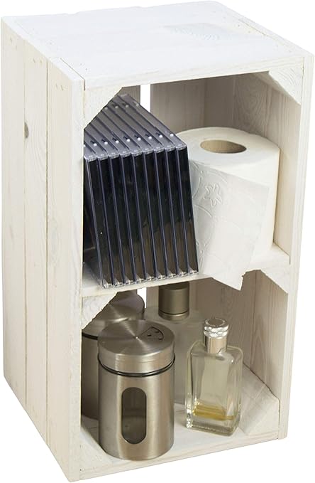 Kistenkolli Altes Land Caja estantería Hilde de color blanco con tablón en el medio, 38 x
