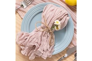 MLMC Rustic Cheesecloth Napkins Set of 6 Dusty Pink Gauze Cheese Cloth Napkins 21"x21" Wrinkled Table Napkins in Bulk for Spring Baby Shower Events Decor