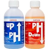 GIDIGI Hydroponics pH Up Down Solution pH Control Kit pH Adjuster | Aquaponic, Balance Nutrient Solution, Include pH Test Strips(8.45oz/250ml) for Hydroponic