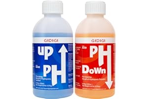 GIDIGI Hydroponics pH Up Down Solution pH Control Kit,pH Adjuster for Hydroponic, Aquaponic, Balance Nutrient Solution, Include pH Test Strips(8.45oz/250ml)