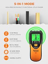 Mecurate 5-in-1 Stud Finder Wall Scanner with LCD Display and Audio Alarm view 2
