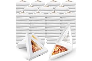 Gilprop 100 Pack Pizza Slice Boxes with Window, Suits for 12 Inches Reusable Pizza Slice Storage Containers Wedge Paperboard Plate Food Boxes for Food Cake Tray Storage