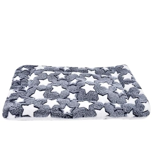 Vejaoo Dog Bed Mattress Multipurpose Machine Washable Puppy Mat Cushions for Small/Medium/Large Dogs and Cat Cages XZ006 (79 * 60 CM, Blue Background & White Stars)