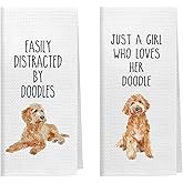 Kemingni Funny Goldendoodle Kitchen Towels Set of 2, Goldendoodle Gifts for Women, Dog Lover Mom Gifts Decorative Hand Dish Tea Towels for Bathroom Kitchen, Dog Bathroom Decor, 16x24 Inch