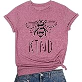 Be Kind Tshirt Women Cute Bee Graphic Shirt Funny Inspirational Teacher Short Sleeve Tees Tops