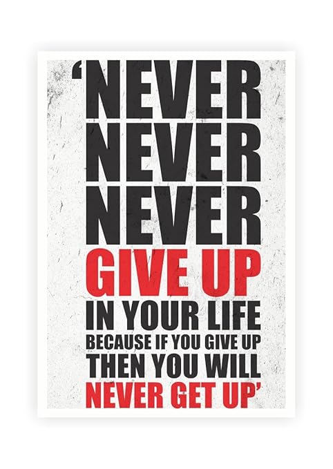 Lab No 4 Never Give Up In Your Life Gym Motivational Quotes Poster