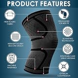 BESKEY Knee Support Pair Anti Slip Breathable Knee Compression Sleeve XL Black view 2