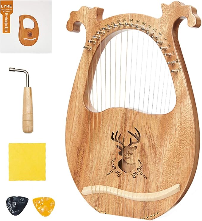 19String Wooden Lyre Harp,Wooden Musical Instrument Lyre