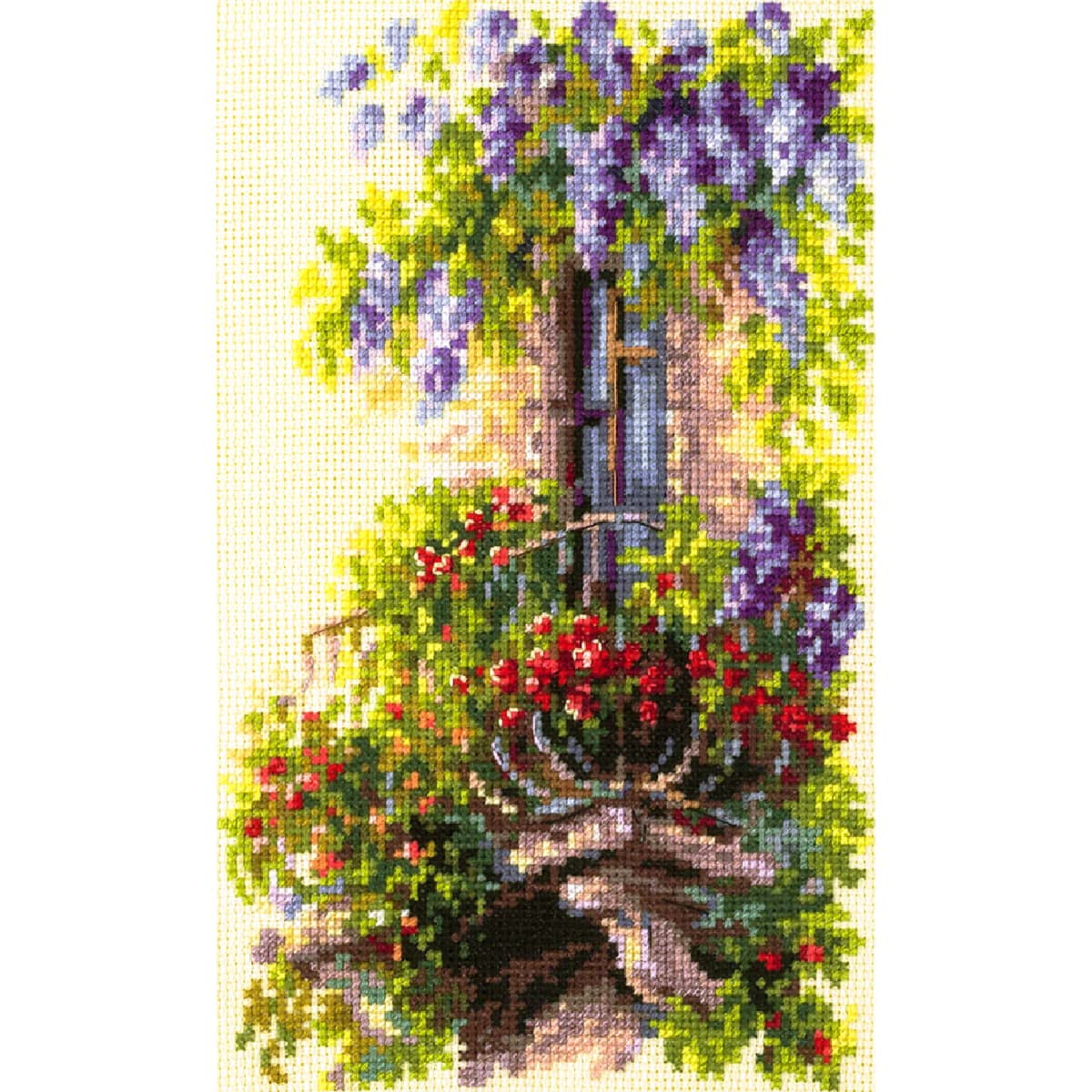 Magic Needle 74-05 ZW Blooming Balcony Counted Cross Stitch Kit with Zweigart Edition Cotton Multi-Coloured 15 x 23 cm