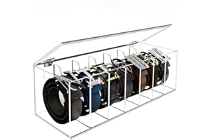 SIKWO Acrylic Belt Organizer with Flap Dust Cover – 7-Compartment Clear Storage Case for Belts, Ties & Bow Ties | Closet & Drawer Display Holder for Men & Women