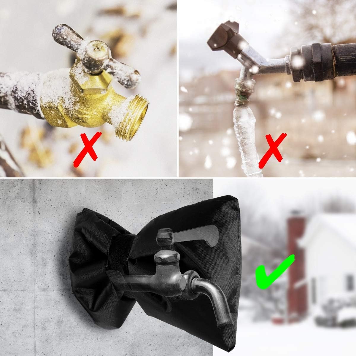 NASUM Faucet Cover for Winter, Outdoor Faucet Covers 600D Heavy Duty Nylon Oxford Cloth, 7.5" L x 5.3" W Faucet Socks Freeze Protection, Outside Faucet Covers for Cold Weather 2 Pack (Black) : Garden & Outdoor
