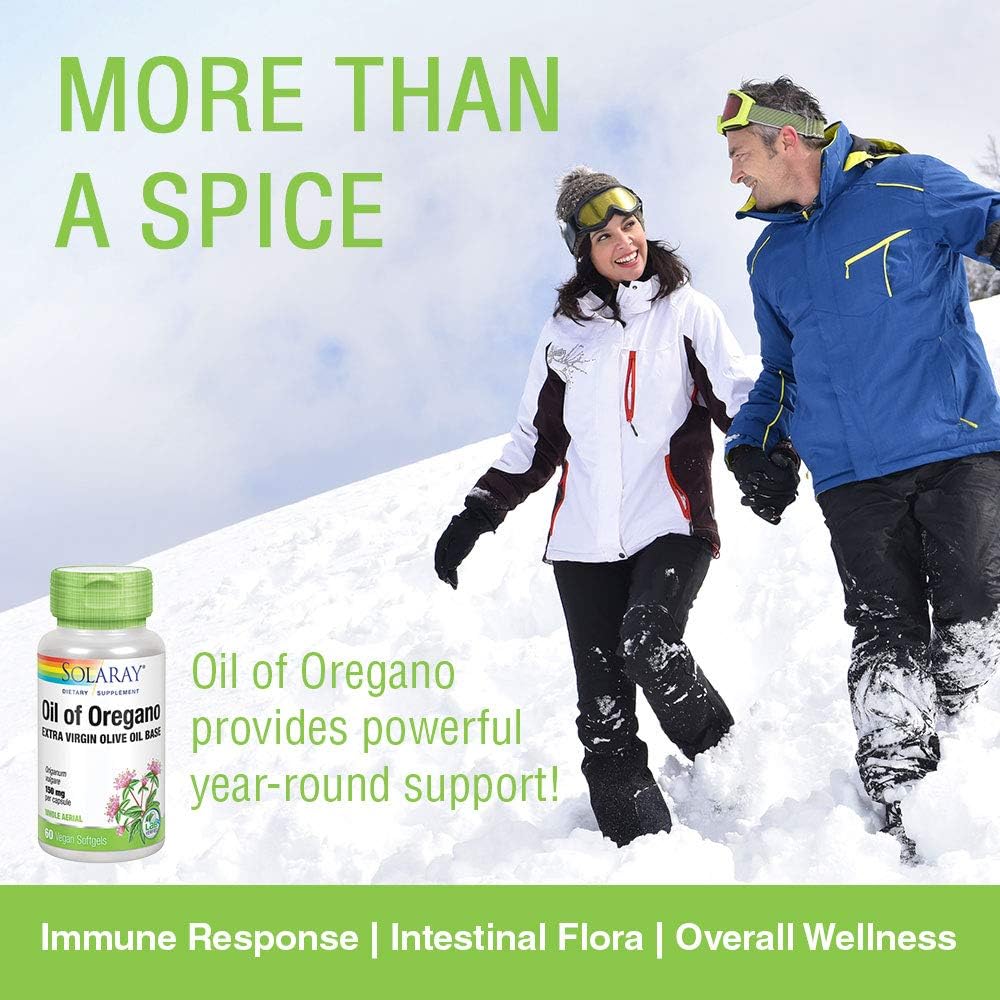 Solaray Oil of Oregano 150 mg | Extra Virgin Olive Oil Base | Whole Aerial | Healthy Immune & Intestinal Flora Support | Vegan & Non-GMO | 60 Softgels: Health & Personal Care