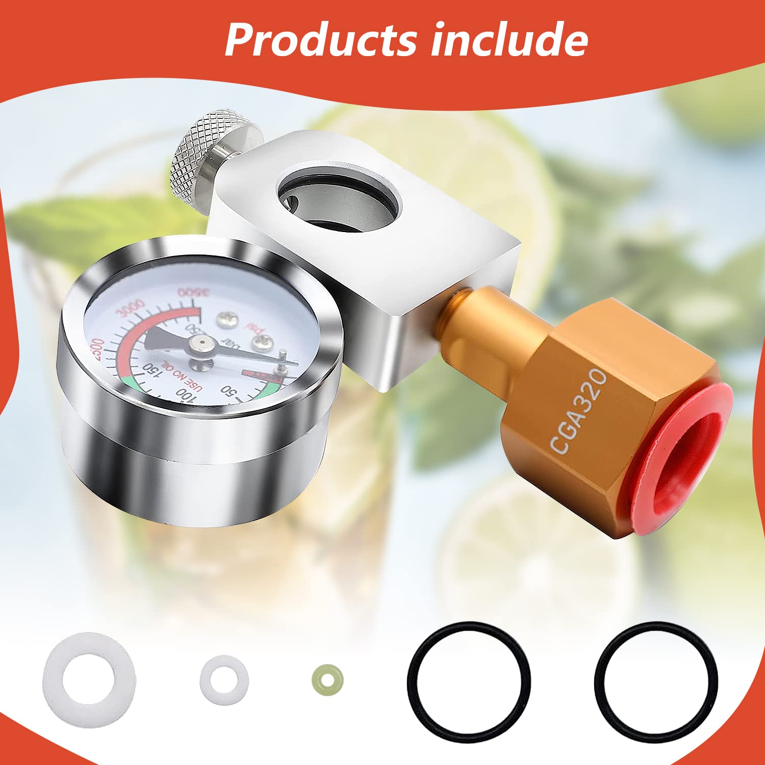 CO2 Refill Adapter for Soda, Filling Adapter with Pressure Gauge and Pressure Relief Valve, Stream Refill for Soda DUO/Terra/Art Maker CO2 Cylinder (1)