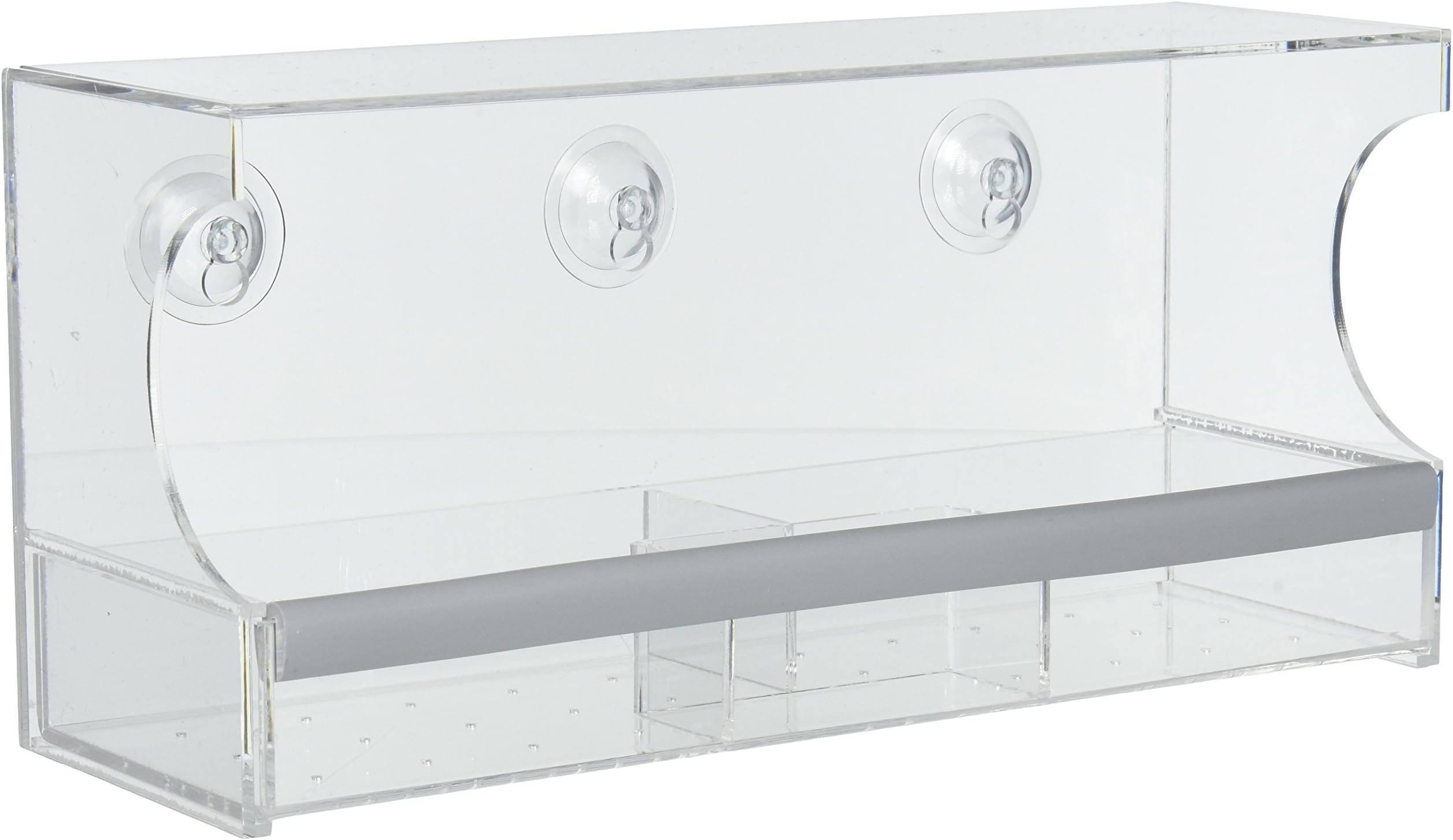 Infinnature Large Window Bird Feeder - Best for Unlimited Views of Wild Birds from Inside Houses. Clear, See Through, Squirrel Resistant, Suction Cup Mount, Removable Sliding Tray with Drainage.