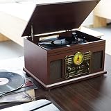 Mersoco 10-in-1 Bluetooth Record Player Mahogany 3-Speed Turntable view 2