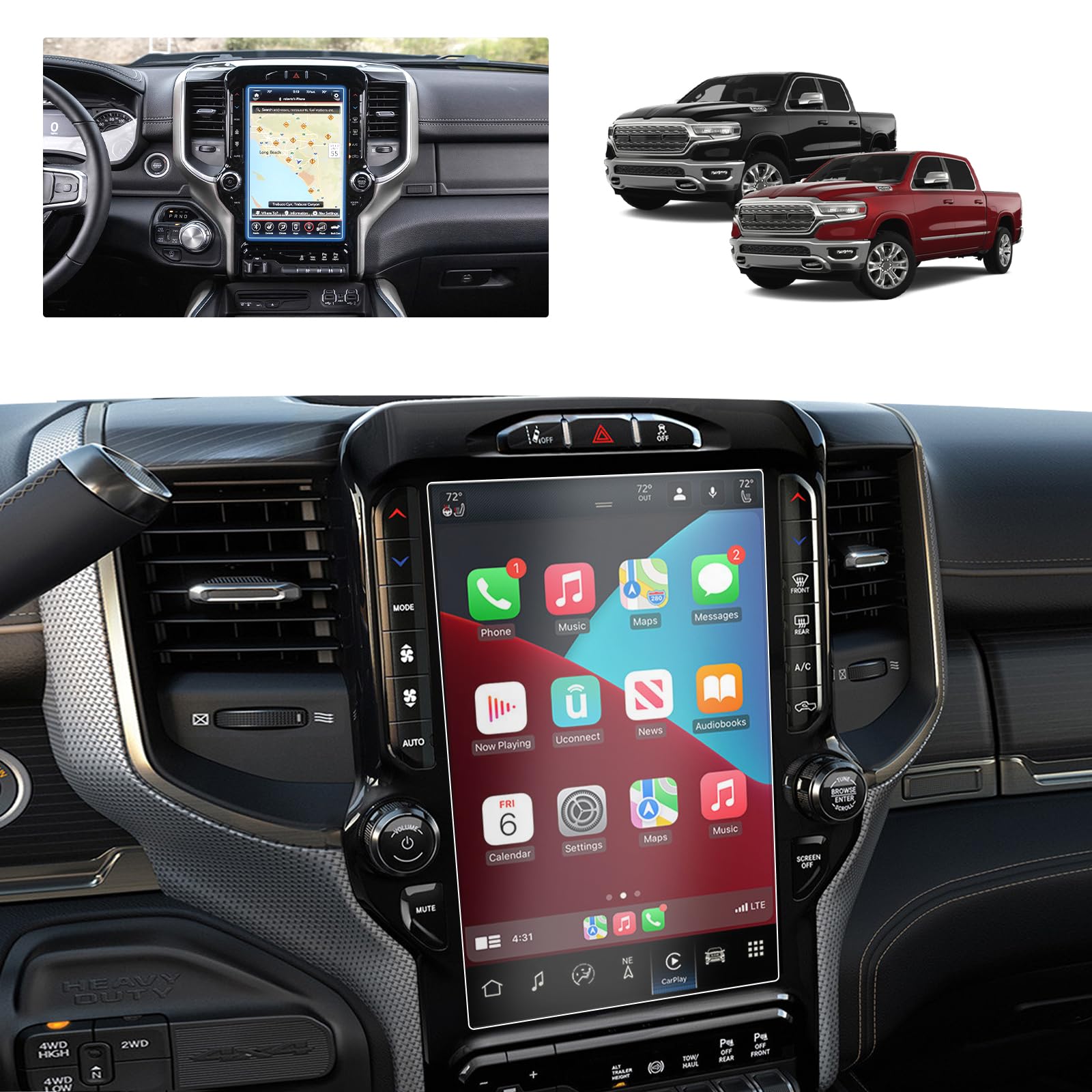 Photo 1 of BSTW Ram Screen Protector 12 Inch Matte for 2019-2026 Dodge Ram 1500 2500 3500 Uconnect 12 In Touchscreen Ram Pickup Truck Accessories 9H Anti-Fingerprint & Glare Tempered Glass Film