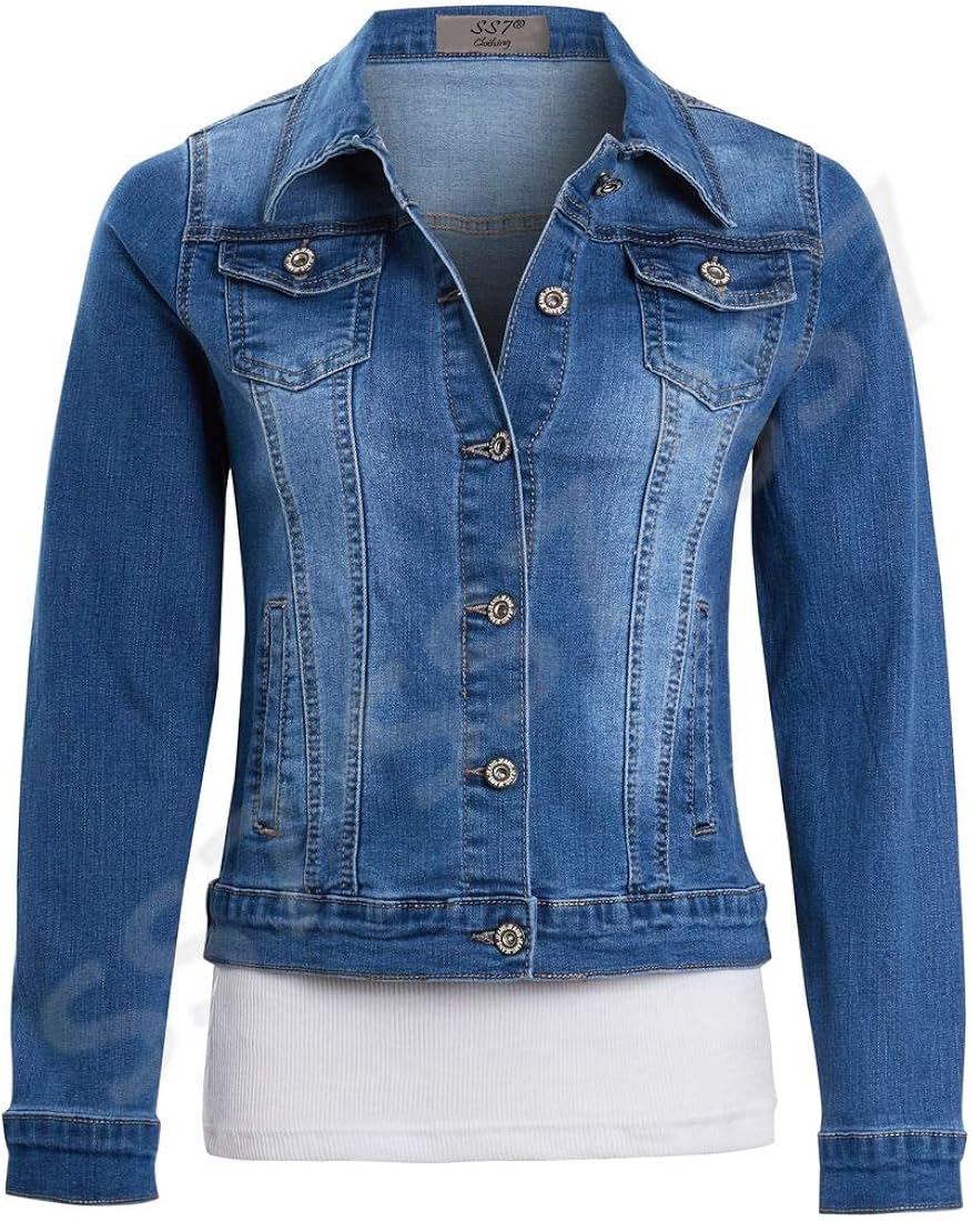 fitted denim blazer womens