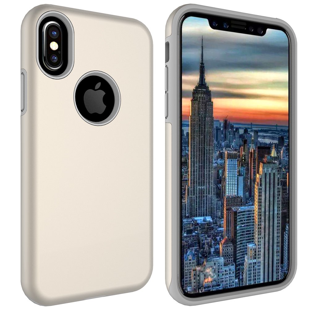 iPhone X Case, MagicSky Slim Corner Protection Shock Absorption Hybrid Dual Layer Armor Defender Protective Case Cover for Apple iPhoneX - Gold
