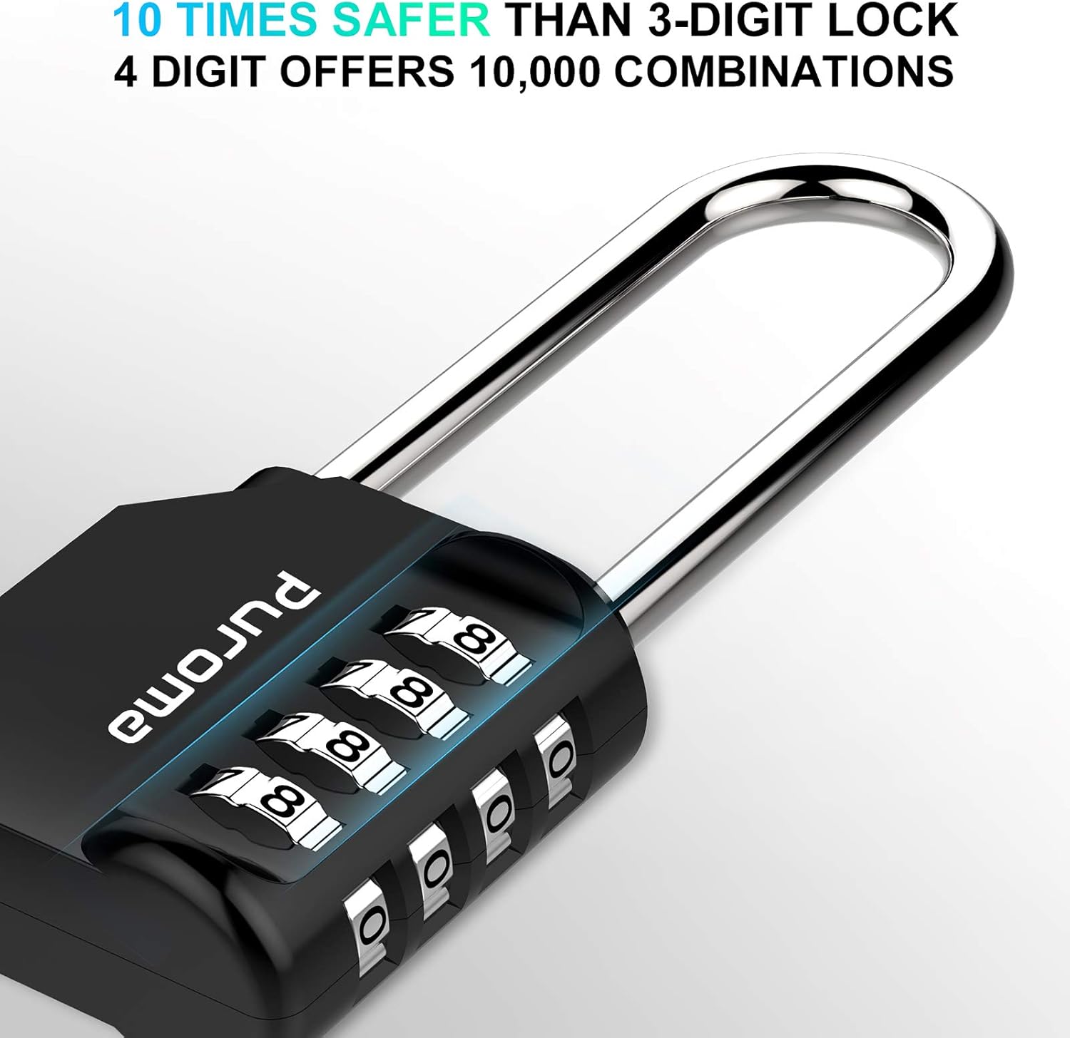 Puroma 2 Pack 2.6 Inch Long Shackle Combination Lock 4 Digit Outdoor Waterproof Padlock for School Gym Locker, Sports Locker, Fence, Gate, Toolbox, Case, Hasp Storage (Black) - - 