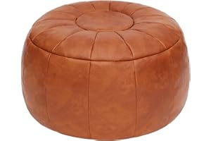Thgonwid Unstuffed Moroccan Ottoman Pouf Cover, Ottoman Footstool Storage Solution, Bean Bag Chair, Foot Rest, Brown(Lite)