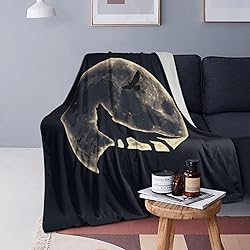 Generic Wolf and Eagle in Moon Light Throw Blanket