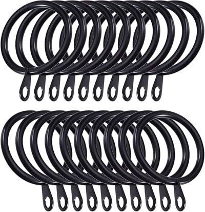 HomeElabador Pack of 24 Black Curtain Rings 30mm Internal Diameter