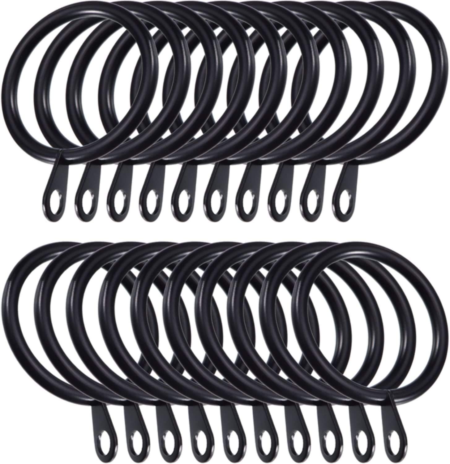 iPEAK 50 Pack Metal Curtain Rings Hanging Hooks For Curtains and Rods, 38mm Internal Diameter (Black)