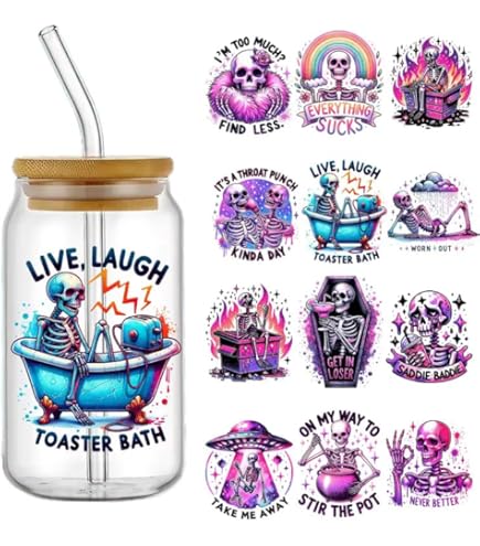 thumbnail image 2 of 10 Sheets Gothic Dark Animals UV DTF Cup Wraps Transfer Stickers Waterproof Rub Decals For 16 OZ Glass Cups 10 Styles Rub On Transfers PVC For DIY 2 of 14