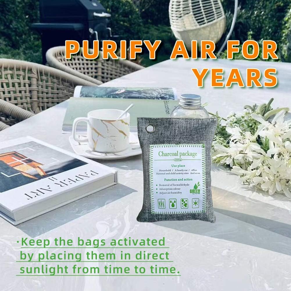 Activated Bamboo Charcoal Bags, Air Purifier, Green Freshener for House Home, Car, Closet, Bathroom, Pet, Basement (4 Pack, 200g Each): Home & Kitchen
