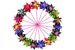 Sohapy 20 Pack Mixed Colors Plastic Sequined Pinwheels,Windmil Spinners for Party,Kids Toy,Garden,Lawn or Decor