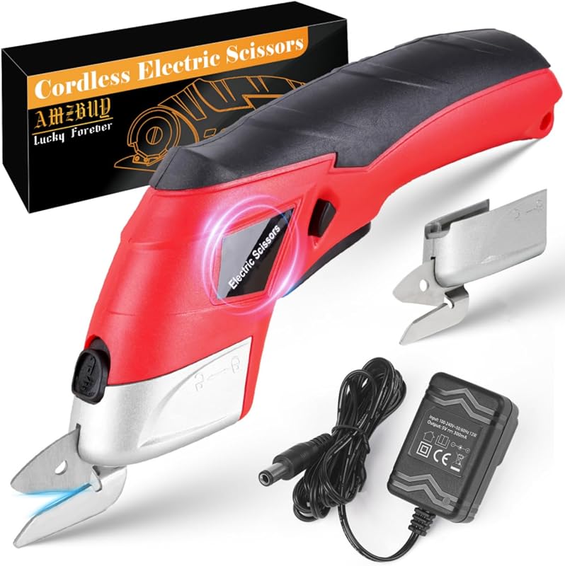 Father Day Gifts from Daughter Son Wife for Dad, Cordless Electric Scissors Cardboard Cutter 4V Powerful Box Cutter with 2 Blades Rechargeable Shears for Cutting Fabric Carpet Leather for DIY Lovers