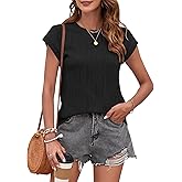 MOLERANI Womens Summer Short Sleeve Textured Tops Casual Crewneck T Shirts 2025 Trendy Basic Tee Blouses