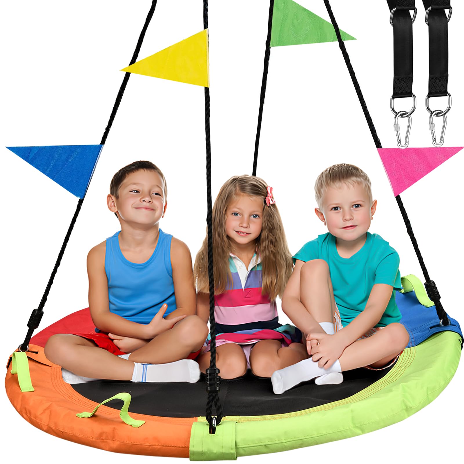 Photo 1 of Tree Swing, Saucer Swing, 48 inch 900lbs Weight Capacity, with Adjustable Hanging Straps, for Backyard Outdoor, Multicolor, Circle Round Disc, Gifts for Kids