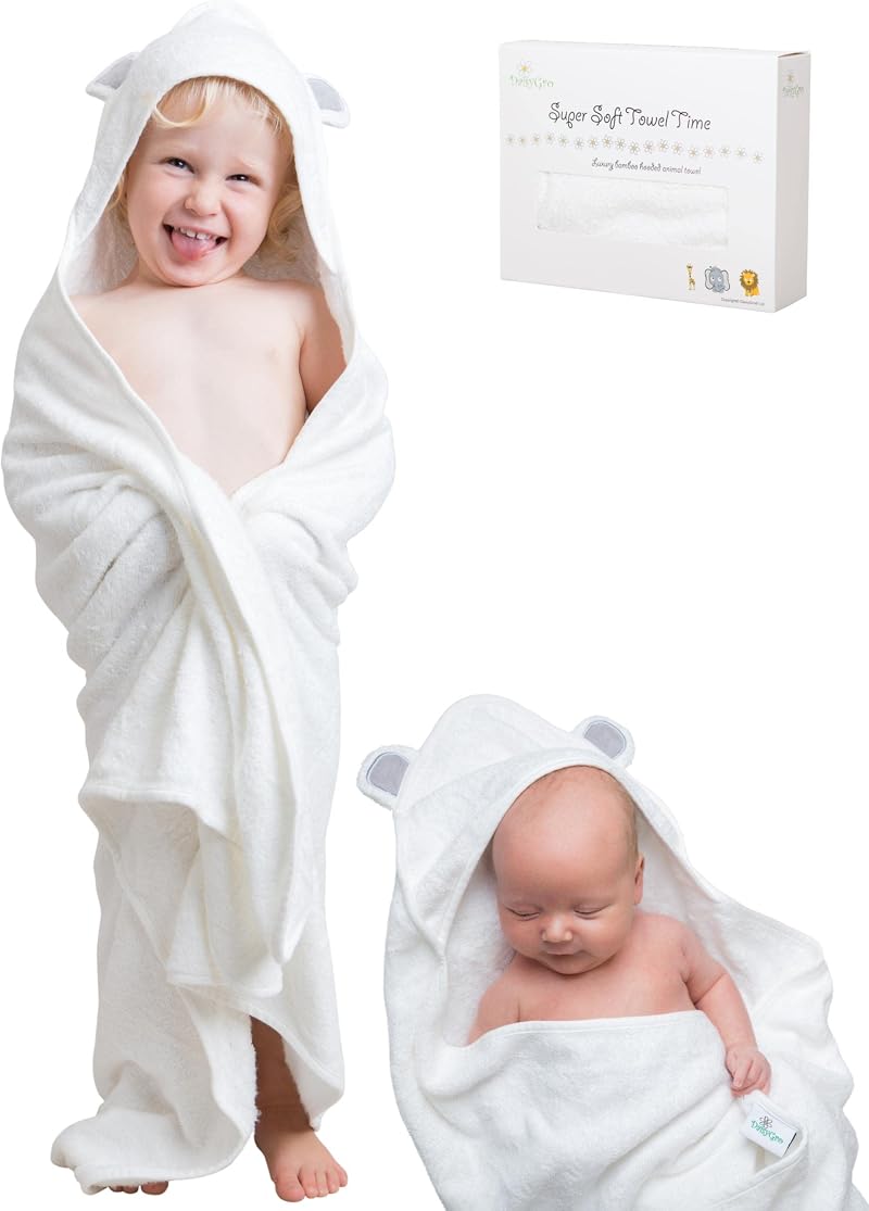 DaisyGro Bamboo Hooded Towel 90x90cm Baby Kids Poncho Gift Box UK
