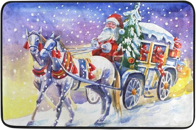 Immagini Di Natale Con Cavalli.Coosun Babbo Natale In Carrozza Con Cavallo Zerbino Entry Way Interni Esterni Porta Tappeto Con Il Sostegno Di Slittamento Non 23 6 Da 15 7 Pollici 23 6x15 7 Pollici Multicolore Amazon It Casa E Cucina