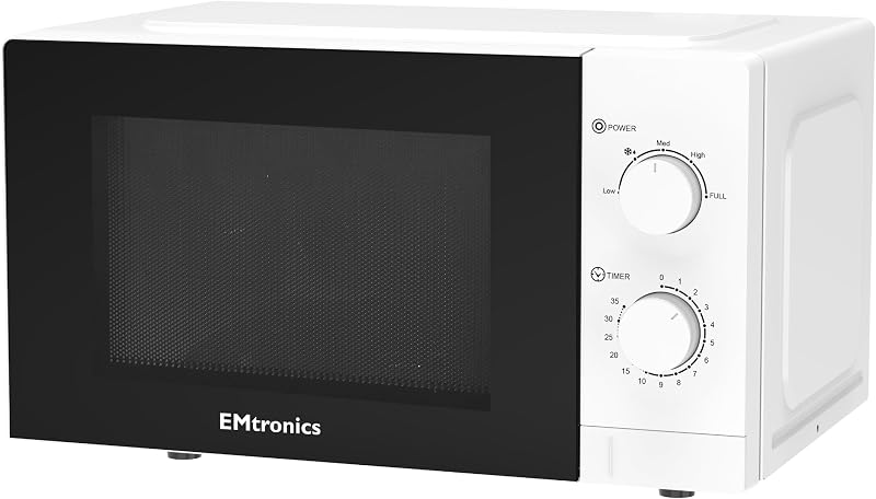 EMtronics 20L 700W Manual Microwave, 5 Power Levels, Timer & Light - White